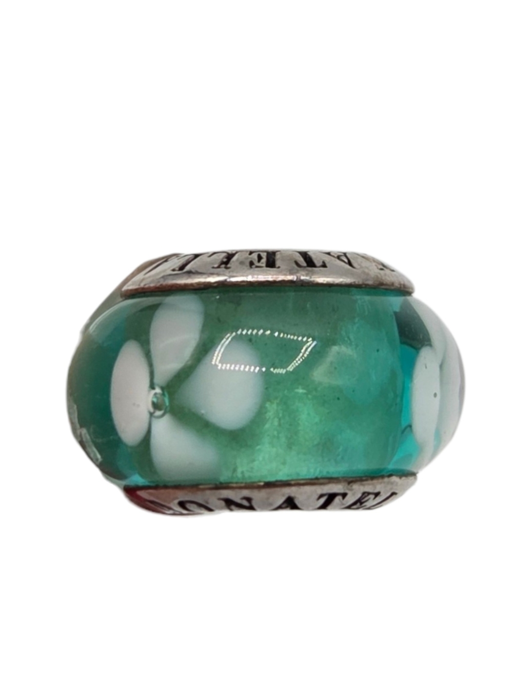 Donatella Teal Glass Flower Charm